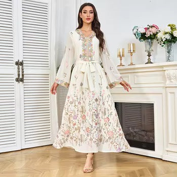 Elegant Floral Embroidered Maxi Dress - Premium Ethnic Wear for Women