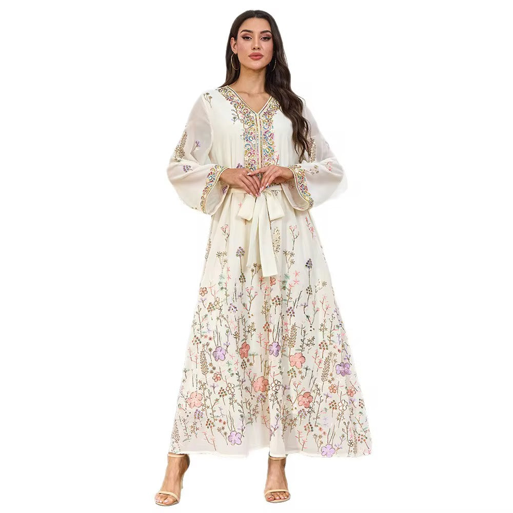 Elegant Floral Embroidered Maxi Dress - Premium Ethnic Wear for Women