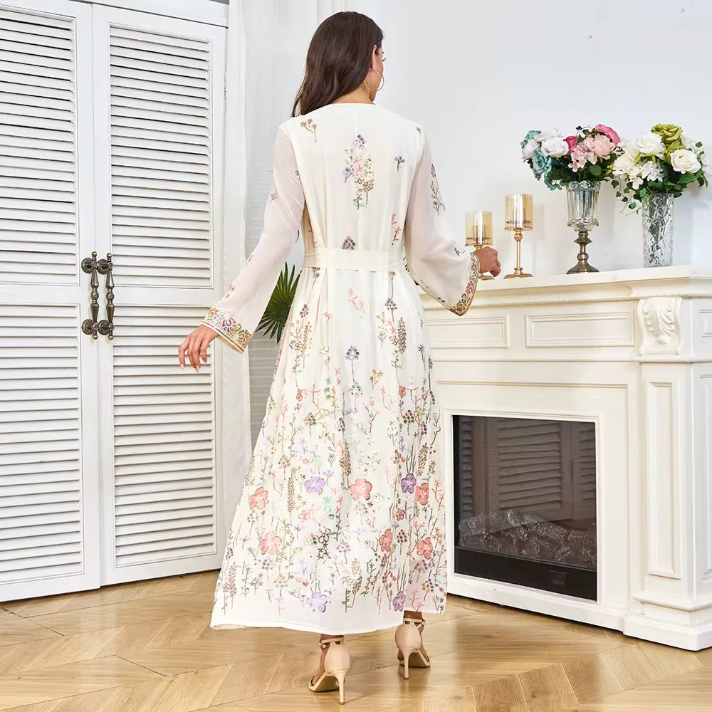 Elegant Floral Embroidered Maxi Dress - Premium Ethnic Wear for Women